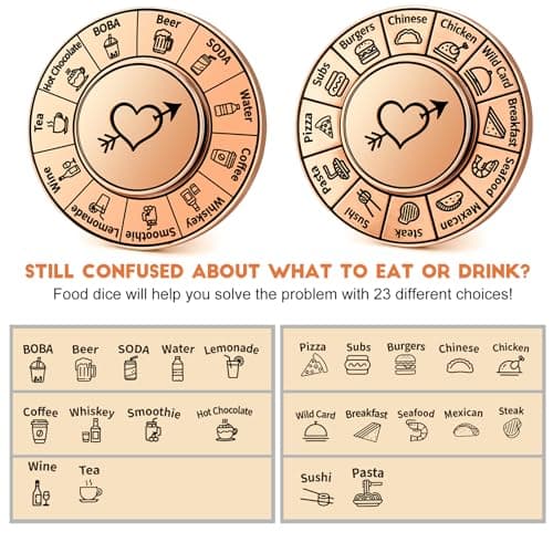 Jettryran Fidget Spinner Food Decision Date Night Dice for Mom Daughter Wife Anniversary Birthday Wedding Metal Fidget Spinners for Him Her Spinner Food Dice Spinner Decision Maker Adults - Thumbnail 4