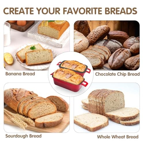 Demine Bread Pan Enameled Cast Iron Loaf Pan with Lid, Bread Oven, Dutch Oven Loaf Cast Iron for Baking Homemade Sourdough Bread - Thumbnail 6