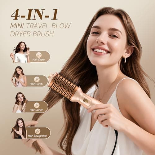 PRITECH Auto Dual Voltage Hair Dryer Brush for Travel,Ionic Hair Styler - Thumbnail 2