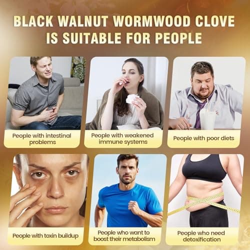 18-in-1 Black Walnut Wormwood Cleanse for Humans, 80 Day Supply, 6600mg Serving, Rapid Gut Cleanse & Digestive Health with Clove, Garlic, Turmeric, Pumpkin Seed, Oregano, Berberine & More 240 Softgels - Thumbnail 5