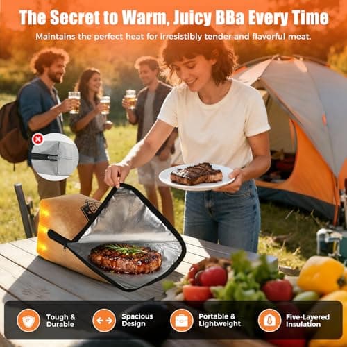Sufkodu 21in Insulated BBQ Blanket for Resting Meat, Heavy-Duty Meat Resting Bag with Wide Mouth for Briskets, Pork, Turkey, Moisture Retention - Smoker Accessories, BBQ Gifts for Men - Thumbnail 6
