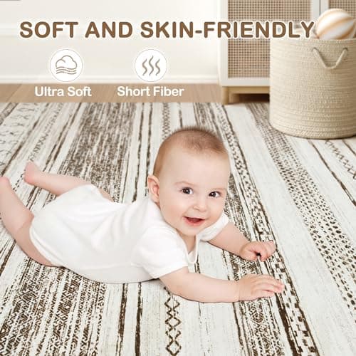Tortania Area Rug Living Room Rugs - 6x9 Washable Large Soft Neutral Boho Moroccan Bohemian Farmhouse Rug Indoor Floor Carpet for Bedroom Under Dining Table Home Office Decor - Cream Brown - Thumbnail 5