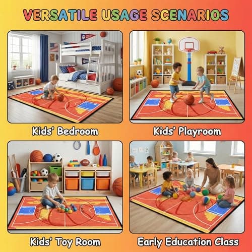 BATATADOCE Basketball Rug - 2.5x4 Feet Boys Bedroom Area Rug Basketball Court Sports Decor for Kids Room Playroom Game Floor Mat - Thumbnail 3