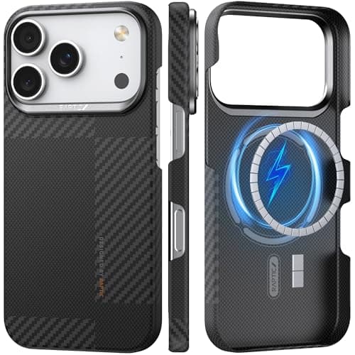 RAPTIC 2025 for iPhone 17 Pro Max 6.9 inch, Compatible with MagSafe, Non-Slip & Ultra Slim Light Case for 17 Pro Max with Caseless Feeling, 1500D Aramid Fiber Textures, [Tactile Woven-Mondrian] - Image 1