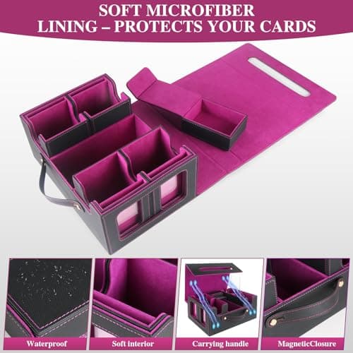 URMMIY Trading Card Storage Box for MTG – Multi-Purpose Commander Deck Box with Commander Display, Waterproof TCG Deck Case Compatible with Magic The Gathering, Sports Cards, Collectors & Gamers - Thumbnail 4