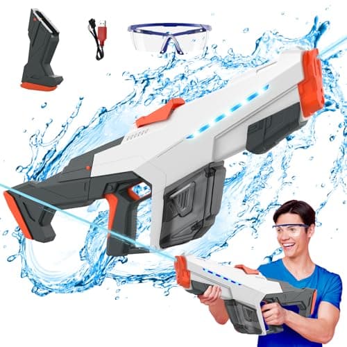 Skirfy Electric Water Gun for Adult Kids, Outdoor Automatic Water Suction Water Squirt Modular Battery, Larger Water Guns Summer Beach Swimming Pool Backyard Lawn Party Games（Grey） - Image 1