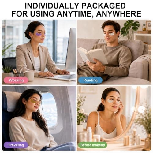 Under Eye Patches For Puffy Eyes and Dark Circles, Soothing Hydrating Eye Mask with Calendula, Green Tea, Retinol - Eye Treatment Skincare Gift for Men & Women (30 Pairs) - Thumbnail 4