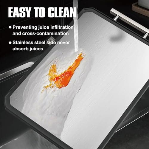 SNOWCLAD Stainless Steel Cutting Board Set of 2 for kitchen - Thumbnail 3