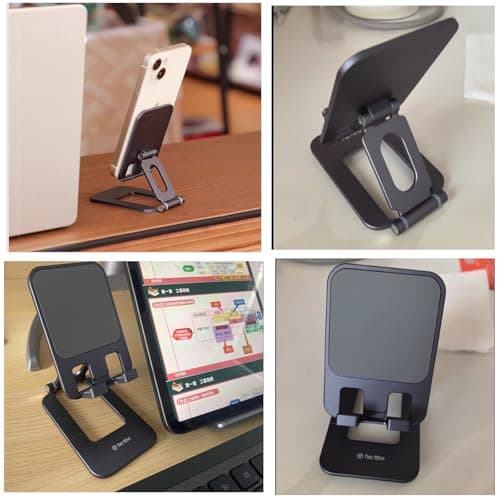 BONERUY Cell Phone Stand for Desk, Adjustable Aluminum Alloy Desktop Phone Holder, Portable Metal Phone Stand Foldable for for iPhone 17 16 15 14 Pro Max, Galaxy S26 and Other Phones - Thumbnail 4