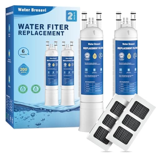 Water Bressvi Water Filter Replacement Compatible with Frigidaire FPPWFU01, FPPWFU01, PurePour PWF-1, PureAdvantage PWF-1 Water Filter and PureAir Ultra II PAULTRA2 Air Filter Combo (2+2) - Image 1