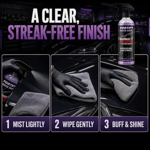 Car Wax Spray and Ceramic Coating for Cars - 3 in 1 Waterless Car Wash and Detailing - Quick Effect Coating Agent for Car - High Gloss Top Coat, Shiny Car Stuff by Shine Armor - Protective Wax 16FlOz - Thumbnail 4