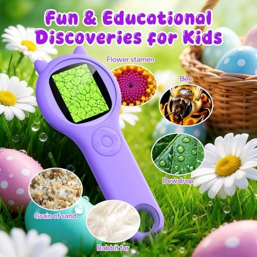 Microscope for Kids - Electronic Handheld Magnifying Glass for Children-STEM Outdoor Science Kit for Summer Travel & Camping Toy,Birthday Gifts Toys for 5-8 9-12 Year Old Girls（Purple） - Thumbnail 2
