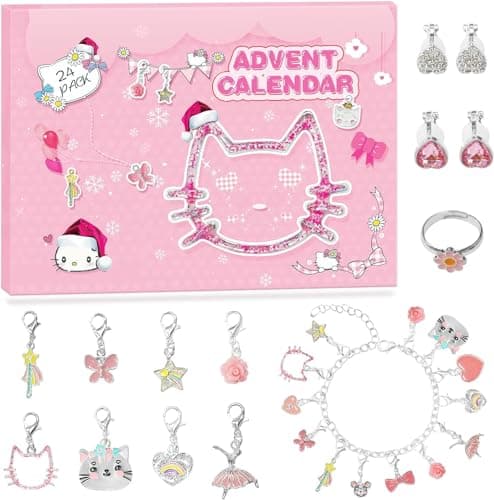 Advent Calendar 2026 Christmas Countdown DIY Cute Cat Charms Bracelet Fashion Christmas with Bracelets Necklace and 22 Unique Charms Jewelry Set for Girls, Teens,Women,Adults - Image 1