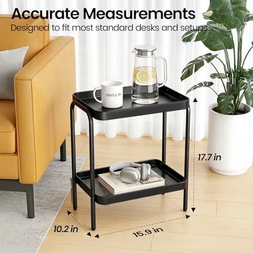 NobleForm 2 in 1 Desktop & Floor End Table with Storage Shelves, Compact 2-Tier Side Table for Office Desk Organization, Bedside Nightstand, Small Space Nightstand for Living Room, Bedroom, Office - Thumbnail 2