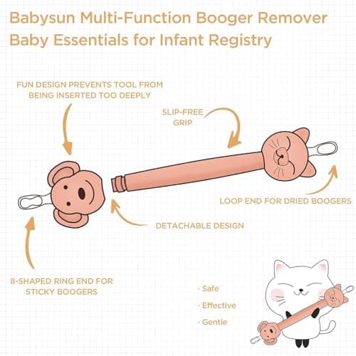3 in 1 Baby Booger Remover and Baby Ear Cleaner Tool Baby Nose Cleaner with Soft Silicone End Dual Ear Wax and Snot Remover Safe Nasal Picker for Newborns Infants & Toddlers, BPA Free - Thumbnail 4