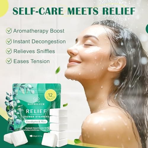 Maybeluck Eucalyptus Mint Shower Steamers 12 Pack - Eucalyptus for Shower, Self Care Dad Gifts & Graduation Gifts, Made with Natural Ingredients & Essential Oil, Aromatherapy Birthday Gifts for Men - Thumbnail 4