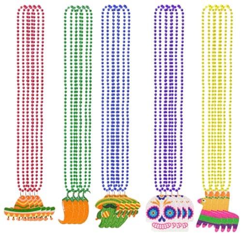 Labrostar 20Pcs Cinco De Mayo Decorations Fiesta Party Favors Fiesta Beaded Necklaces for Mexican Birthday Bachelorette Party Supplies Photo Props Carnivals Event Decorations - Image 1