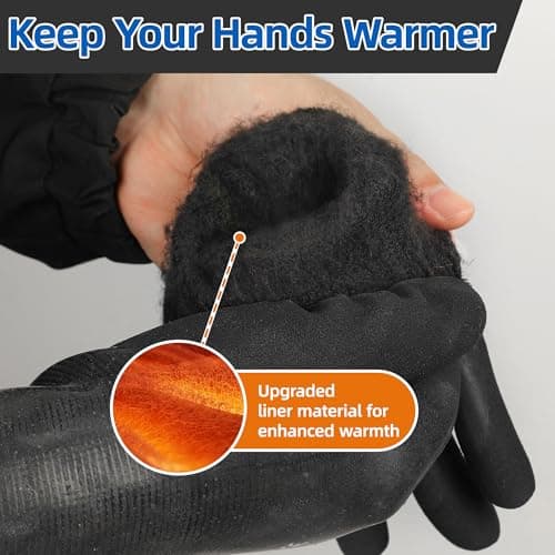 Schwer 2 Pairs 100% Waterproof Winter Work Gloves, ANSI A2 Cut Resistant Freezer Gloves for Outdoor Cold Weather Keep Hands Warm, Thermal Insulated Gloves for Shoveling Snow, Ice Fishing, XXL - Thumbnail 4