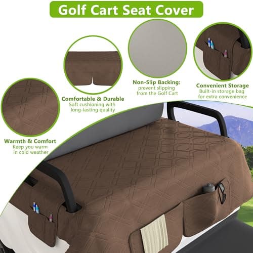 Eolzzi Golf Cart Seat Covers for EZGO, Club Car, Chestnut - Thumbnail 3