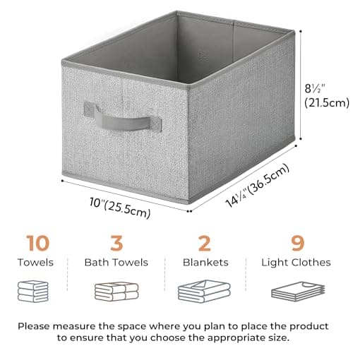 GRANNY SAYS Storage Baskets for Shelves, Closet Storage Bins with Handles, Fabric Organizers and Storage Bins, Storage Boxes for Clothes, Gray, Medium, 3-Pack - Thumbnail 6