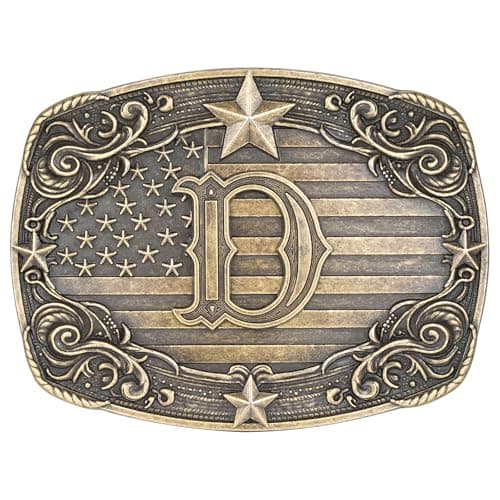 Absbolo Western Belt Buckle Men Initial Letter ABCDJRM to Z Rodeo Cowboy Belt Buckles for Women D