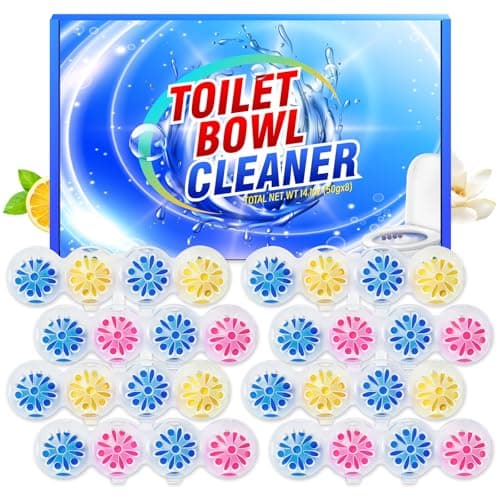 SCENTORINI 4-in-1 Toilet Bowl Cleaner, Rim Hanger Automatic Toilet Bowl Freshener, 4 Lemon & 4 Magnolia Scent, Toilet Bowl Cleaning Balls Long-Lasting up to 30 Days - Image 1