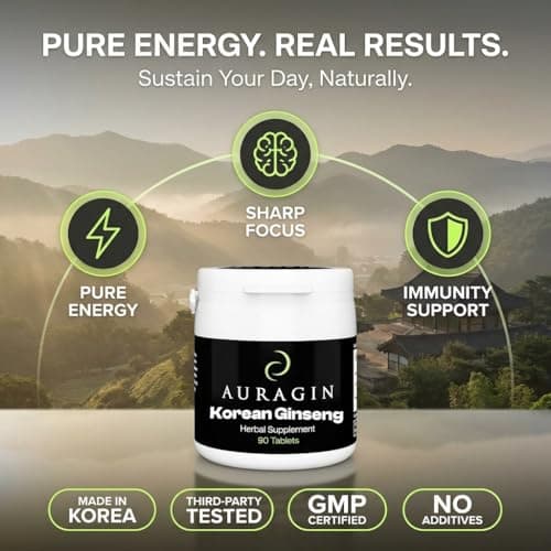 Auragin® Authentic Korean Red Ginseng – Made in Korea – 6 Year Roots – No Additives or Other Ingredients – 100% Red Panax Ginseng in Every Tablet - Thumbnail 4