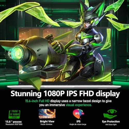 15.6" Laptop Computer DDR4 8GB RAM 256GB SSD,traditional laptop computers with N4000 (Up to 2.60 GH) 15.6 Inch FHD Display 1920*1080,Lightweight Lap top-For Students/Commuters/Business Professionals - Thumbnail 5