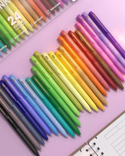 Four Candies Quick Dry Ink Colored Pens Set, 24 Colors Retractable Gel Pen, 0.7mm Fine Point Colorful Pens for Note Taking & Drawing, Colored Gel Pens with Comfort Grip for Office, School & Home - Thumbnail 5