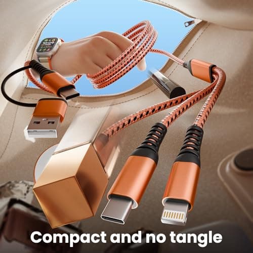 Jogrytece Travel Charger for iWatch, 3 in 2 Multi Charging Cable/Cord with IP/USB C/iWatch Charger, Travel Chargers for Multiple Devices, Compatible with iWatch Series/iPhone 17-8/iPad/AirPods 5FT - Thumbnail 5