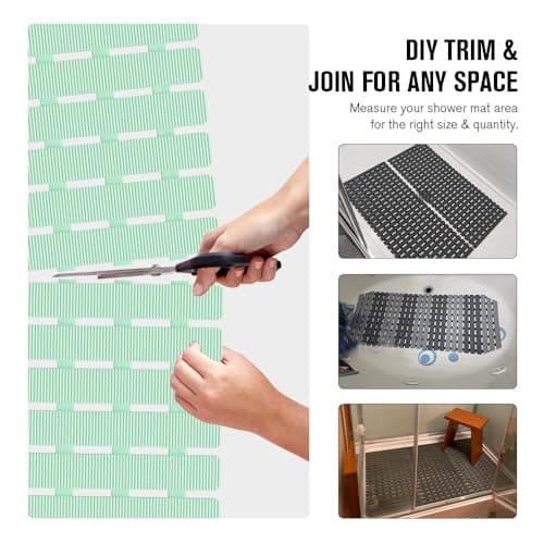 MBOSS Bath Tub Shower Mat Non Slip Bathtub Mats for Bathroom Shower Floor Mat Bath Mats for Shower Tub Anti Slip Shower Mat with Drain Hole and Large Suction Cups (Mint Green, 27.5 X 15.7 Inch) - Thumbnail 4