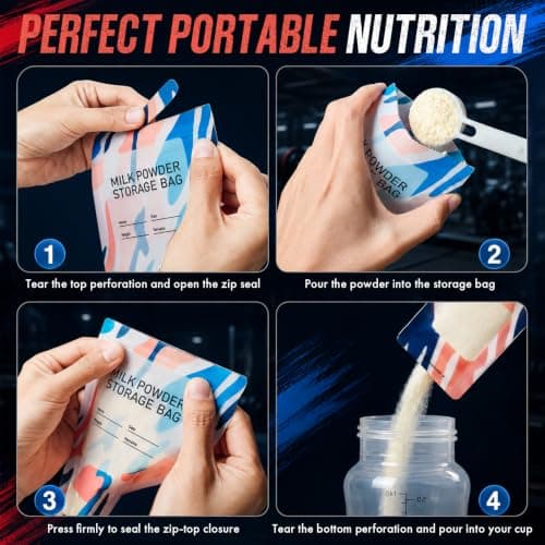 Disposable Protein Powder Travel Container Bags, 100PCS Portable Powder Container To Go, Leakproof Supplement Storage Pouches for Gym, Travel, Snacks and On-the-Go Nutrition - Thumbnail 3