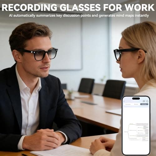 2026 AI Smart Glasses with Bluetooth,Open-Ear Audio Bluetooth Glasses for Men,Real-Time Translation 130+ Languages,AI Meeting Assistant,Gesture Control,9H Battery,35g Lightweight,Daily&Business Use - Thumbnail 6