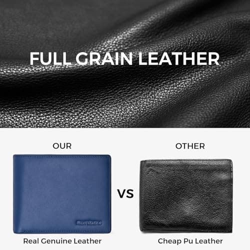 Genuine Leather Wallet for Men 12 Cards Mens Wallet Bifold Rfid Blocking with 2 ID Windows Card Holder Wallet with Gift Box - Thumbnail 2