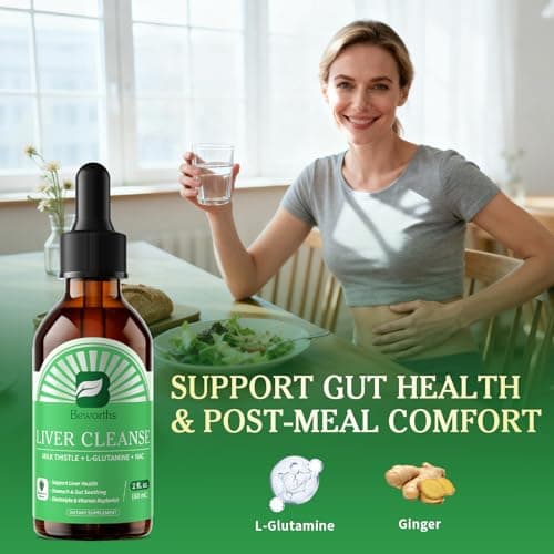 B BEWORTHS Liver Cleanse Detox & Repair - Liver Support Liquid Drops with Milk Thistle, L-Glutamine & NAC, Liver Support, Stomach & Gut Soothing, Electrolyte & Vitamin Replenish, Vegan 2 Fl Oz - Thumbnail 5