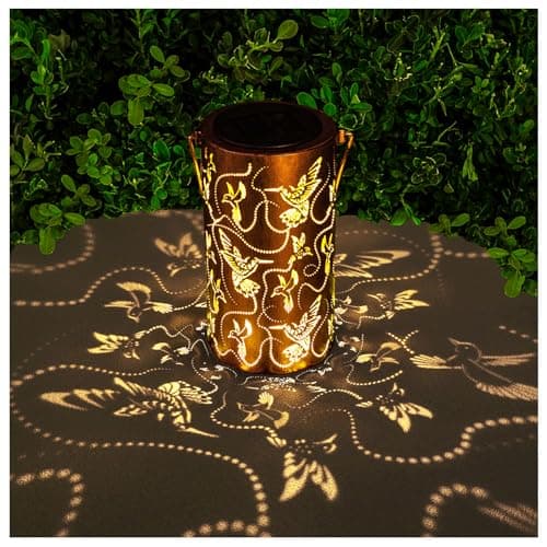 Solar Lanterns Outdoor Hanging Hummingbird Decor Lantern,Waterproof Hollow Out Metal Decorative Garden Light,Graceful Decoration for Patio,Yard,Landscape,Walkway,Festival