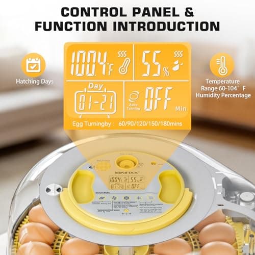 IBKINXX 26 Egg Incubator for Hatching Eggs with Smart Voice Guidance, 360° View with Automatic Temperature & Humidity Control, Auto Egg Turning & Built-in Egg Candler for Chicken, Duck, Goose & Quail - Thumbnail 5
