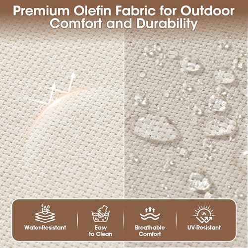 Domvaranique 3 Piece Patio Furniture Set, Grey Wicker Outdoor Conversation Set with 2 Wicker Chairs and Side Table, 6-Inch Thick Cushions, High Back Seating, Beige Olefin Covers for Porch, Deck - Thumbnail 6