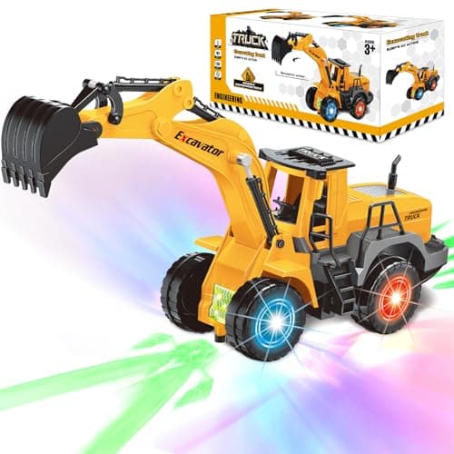 Car Toys for Toddlers, Excavator Toy with 2 Flashing Lights Music, Toy Trucks Construction Vehicle with 1 Moving Arm, Baby Toys for 3 4 5 6 Year Old Boys, Kids Valentine's Day Easter Birthday Gifts - Image 1