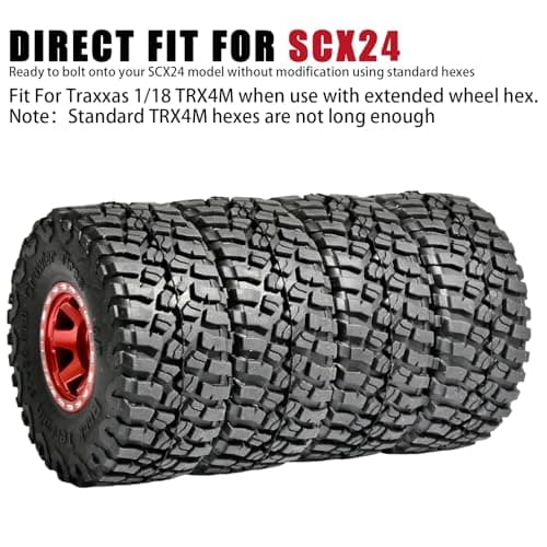 RcThjia 1.0 Beadlock Wheel Soft Tire Set RC Upgrade Part for Traxxas 1/18 TRX4M 1/24 RC Crawlers car Axial SCX24 FMS FCX24 Gladiator Bronco C10 JLU Deadbolt B17 Upgrade.(4Pcs/Set) - Thumbnail 4