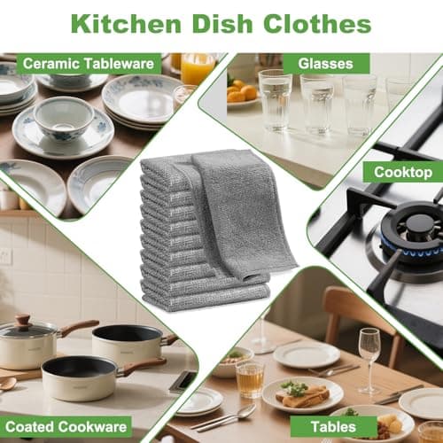 Jeymei 10 Counts Multipurpose Wire Dishwashing Rag,Non Scratch Wire Dishcloth,Microfiber Miracle Cleaning Cloth with Mesh,Dual-Sided Steel Mesh Cloth for Pot,Metal Scrubber for Washing Dishes,Grey - Thumbnail 6