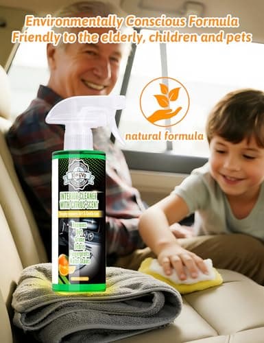 Car Cleaner Interior, Leather Cleaner Upholstery Interior Ceaning Kit Carpet Dashboard Shiny Car Stuff for Vinyl,Plastic,Fabric,Carpet & More,Citrus Scent - Thumbnail 3