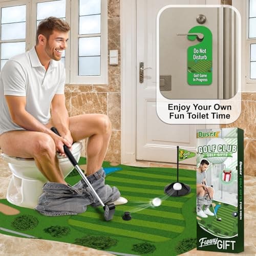 Toilet Golf Gifts for Men, Father‘s Day Gifts from Daughter Son Golf Game, Anniversary Birthday Gift for Men Dad Him Husband Boyfriend, Funny Gamer Toilet Game, Gag Gift for Him Who Have Everything - Thumbnail 2