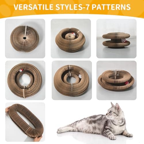 COSOWO Kitty Kurlz Magic Organ Cat Toy, Foldable & Reversible Infinity Style Cat Scratching Board Toy by Recycled Cardboard, Durable Interactive Cat Toys for Indoor Cats, 1 Pack - Thumbnail 5