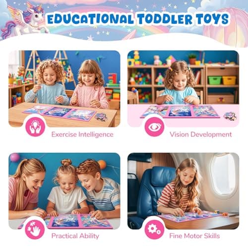 Magnetic Jigsaw Puzzles for Toddlers Kids 3-8 Girls,(3 36-Pieces) Travel Puzzles Toys for Kids Ages 4-6,Take-Along Car Airplane Road Trip Activities Game for 3 4 5 6 7 8 Year Old Birthday Gift - Thumbnail 3