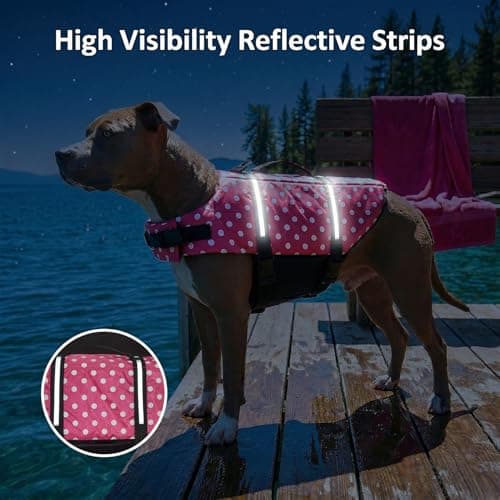 Doglay Dog Life Jacket, Dog Life Vest for Swimming Boating, Adjustable Puppy Life Jacket with Reflective Stripes, Superior Buoyancy Dog Swimming Vest for Small Medium and Large Dogs - Thumbnail 4