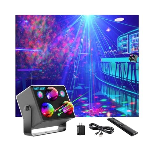 Disco Ball Party Lights,DJ Disco Light Sound Activation & Remote Control Stage Lighting with Star Projector, Ocean Wave and LED Strobe for Home Christmas Birthday Wedding Bar and Club Decorations - Image 1