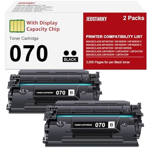 Jeostarky Compatible for Canon 070 Black Toner Cartridge Replacement for Canon 070h CRG070 Toner for Canon ImageCLASS MF465dw MF462dw MF460dw LBP246dw LBP247dw LBP243dw LBP240dw Laser Printer 2 Pack