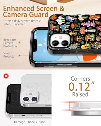 Sholbrak [3 in 1 Designed for iPhone 11 Case Cute Mushroom Pattern Protective Phone Case Cover 6.1" Screen Protector + Camera Lens Protector【2X Military Grade Drop Tested / 6.6ft Drop Protection】 - Thumbnail 4