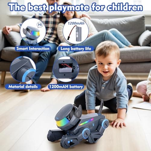 Blorkbuy Smart Robot Dog Toy for Kids - Interactive Puppy, Rechargeable, Gift for Boys Girls Ages 6-12 (Grey) - Thumbnail 3